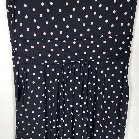 Boden Amelie Jersey Dress Polka Dot Black Pink Sz 10 petite 10P Office casual - Picture 5 of 11